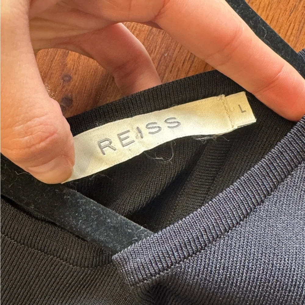 Reiss Black Zip Detail Fitted Dress Large - Picture 3 of 5